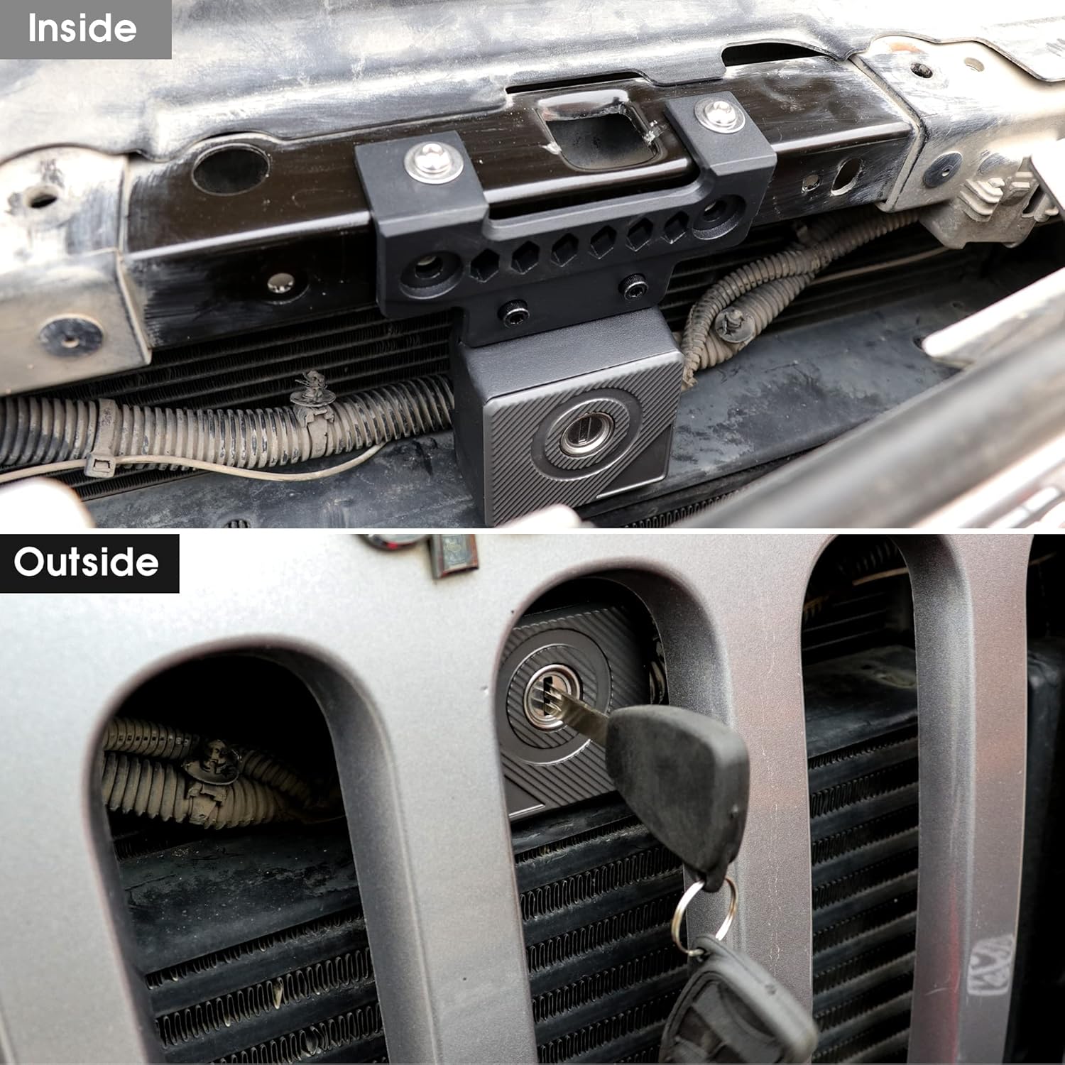 BESTAOO Anti-Theft Hood Lock for Jeep Wrangler JK, Hidden Locking Hood Latches for 2007-2018 Jeep Wrangler JK JKU(Including 4xe), Aluminum, with 2 Keys
