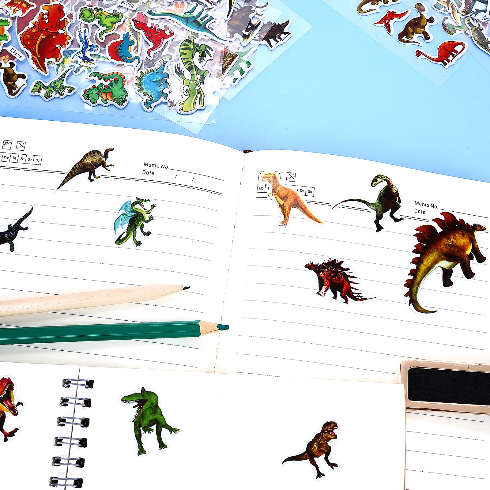 LOT DE 100 feuilles d'autocollants dinosaures autocollants pour enfants