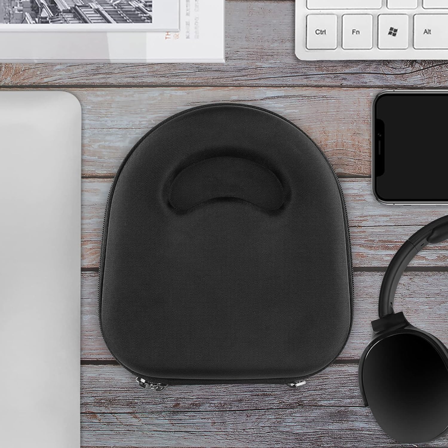 Geekria Shield Headphones Case Compatible with Skullcandy Riff 2, Hesh 3, Hesh Evo, Crusher Evo, Crusher ANC 2, Replacement Hard Shell Travel Carrying Bag with Cable Storage (Black) - Image 6