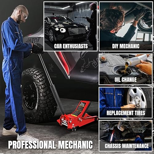 Miniatura 51 de Torin BIG RED AT82001UR - Combo de gato hidráulico de servicio/piso, con ruedas, 2 soportes de gato, 4000 libras (2 toneladas), color azul