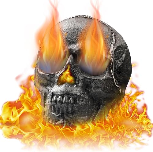 Shimeyao Registro de metal ignífugo de 9 x 6.7 x 6 pulgadas, calavera, tronco de gas imitado para chimeneas de interiores y exteriores, piedra para