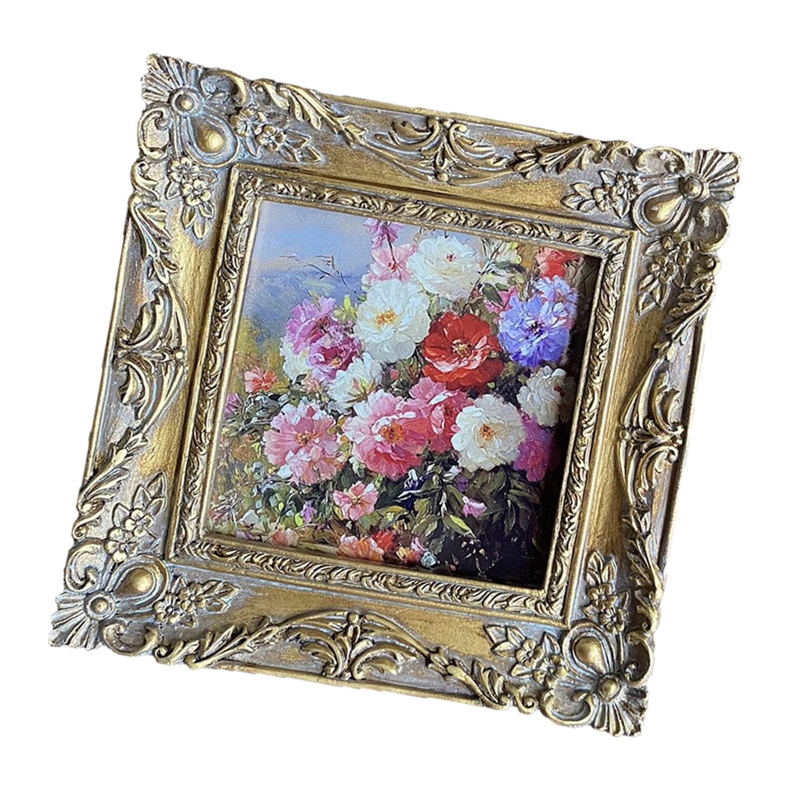 carotoe Renaissances Themed Resin Art Photo Frame with Embossing Florals Pattern Wall Hanging or Tabletop Display Picture Frame Home Decors Ornate Embossing Photo