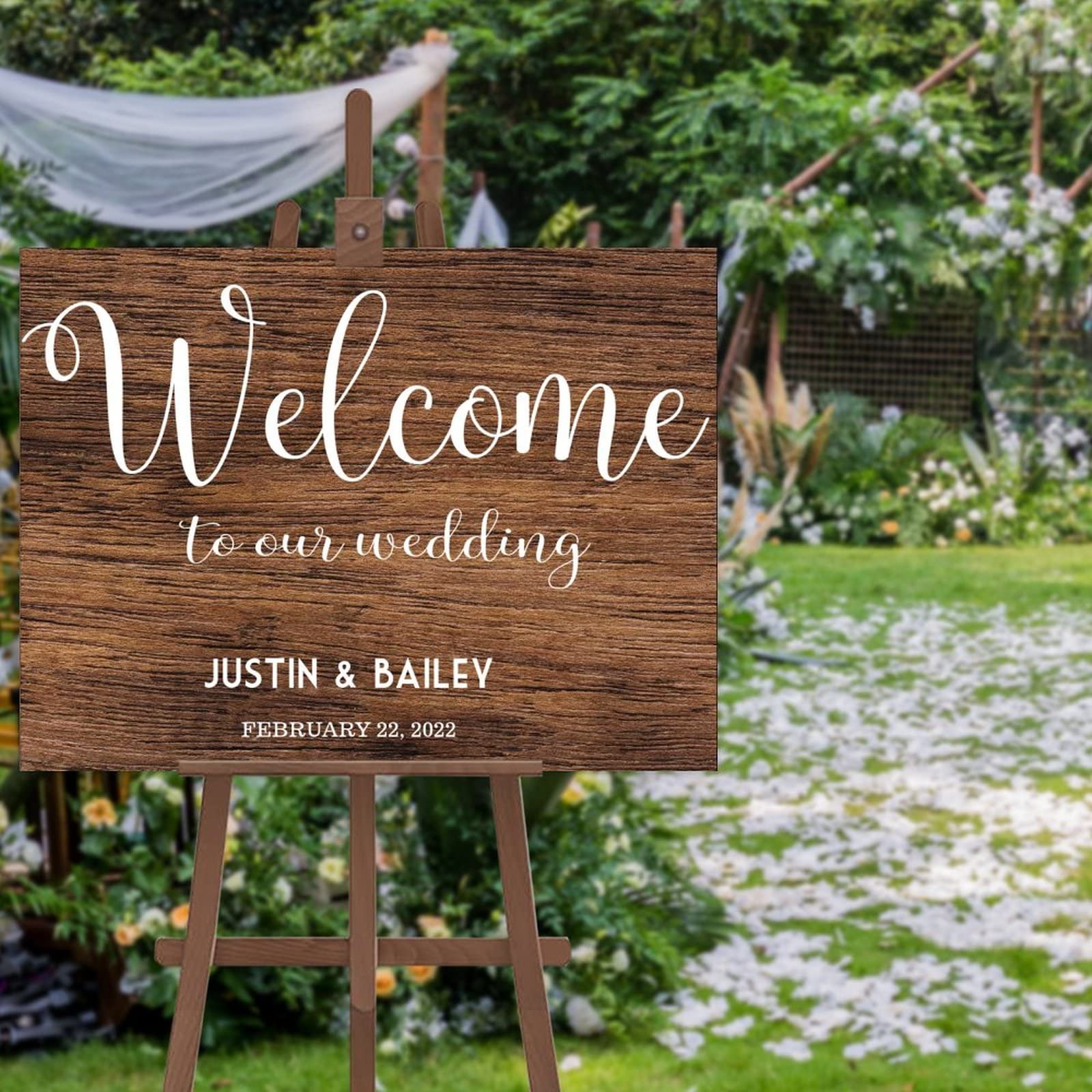 Panneau de bienvenue mariage bois - Idéal pour guider vos invités en extérieur
