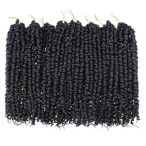 Miniatura 5 de Leeven Pelo de ganchillo Passion Twist de 12 pulgadas, 8 paquetes de cabello rubio pretrenzado, 3 tonos ombré, preenrollado, estilo bohemio, corto,