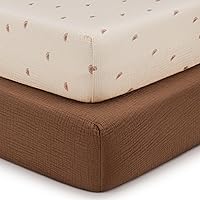 Vista 24 de Blissful Diary Sábanas de moisés de muselina para bebés niñas y niños, algodón suave bohemio ajustadas para colchón oval, reloj de arena, Verde