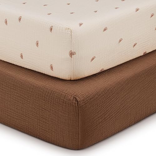 Miniatura 24 de Blissful Diary Sábanas de Muselina para Mini Cuna, Sábanas de Colchón Ajustables para Pack and Play, Pack N Play, Algodón Suave para Niños y Niñas,