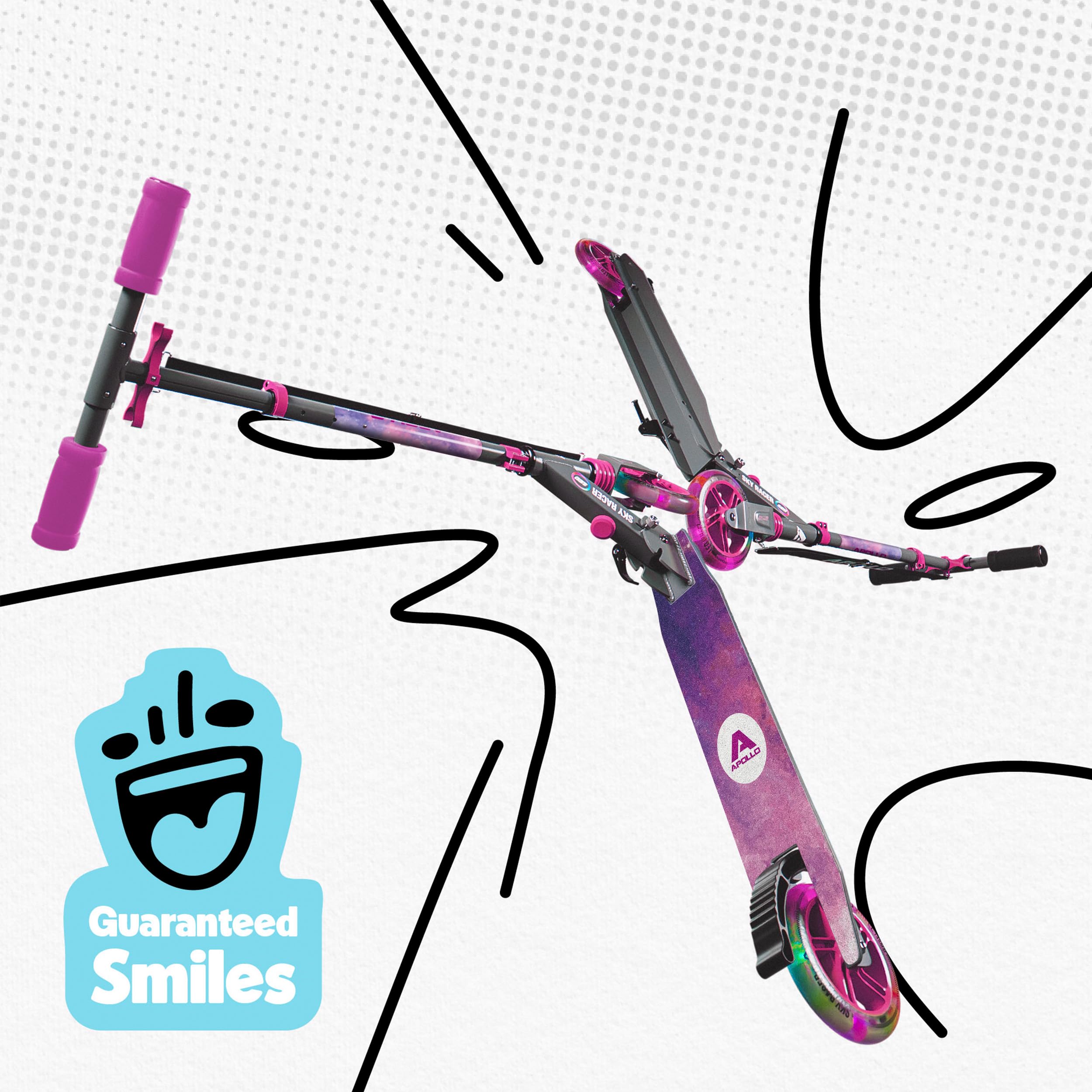 Apollo Skyracer City Roller mit LED Leuchträdern, Roller für Kinder ab 6 Jahre, City-Scooter mit Federung, Tretroller für Kinder und Teens, klappbar und höhenverstellbar