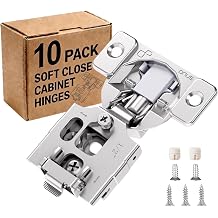 Onus 10-Pack 1/2 Inch Overlay Soft Close Cabinet Hinges, Easiest to Install with Clip-On Plate, 3D Adjustment, Smooth Slow Self Close Hinges Durable & Quiet Concealed Hinges for Face Frame Door