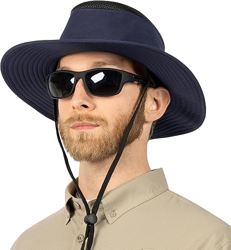 Miniatura 9 de SUN CUBE Sombrero de ala ancha para hombres y mujeres, protección solar UV, sombrero de safari para senderismo