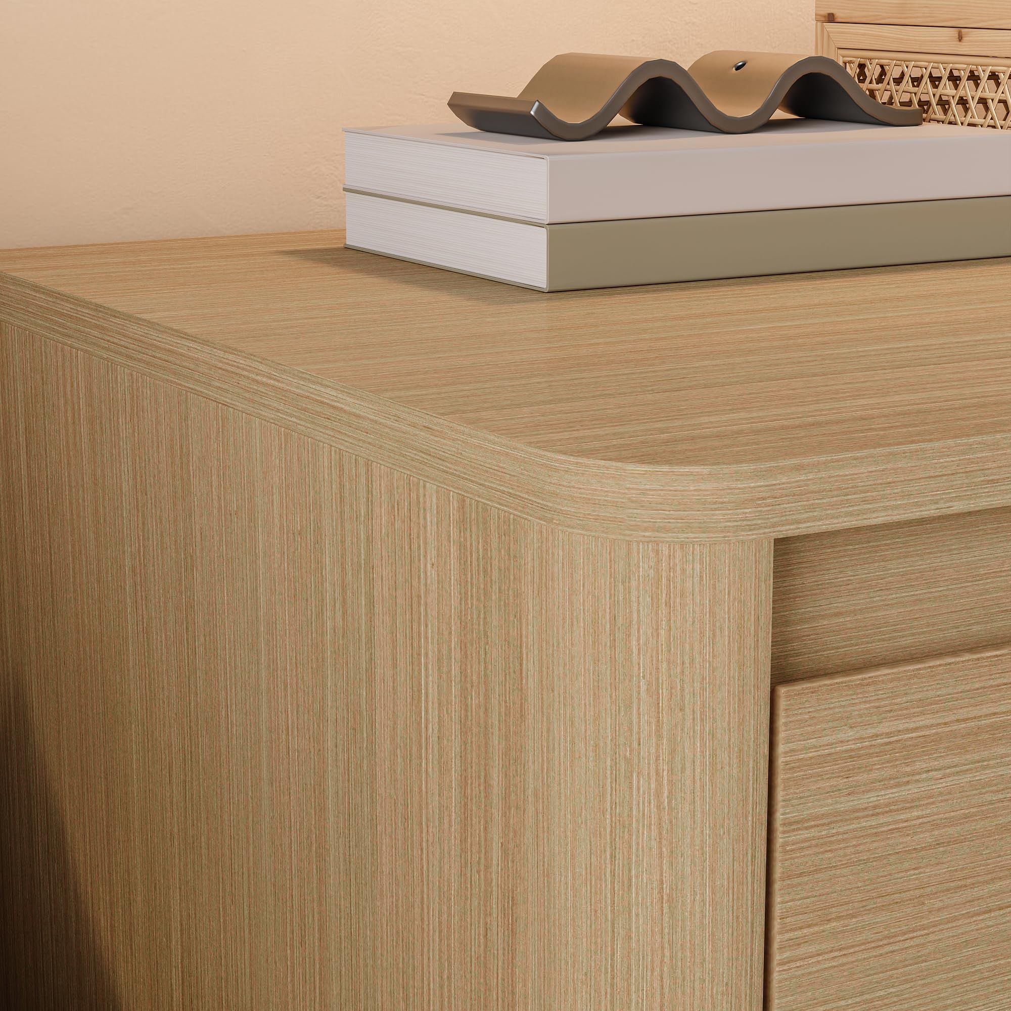 [en.casa] Comodino Moderno con 2 Cassetti 54x60x40 cm Effetto Rovere