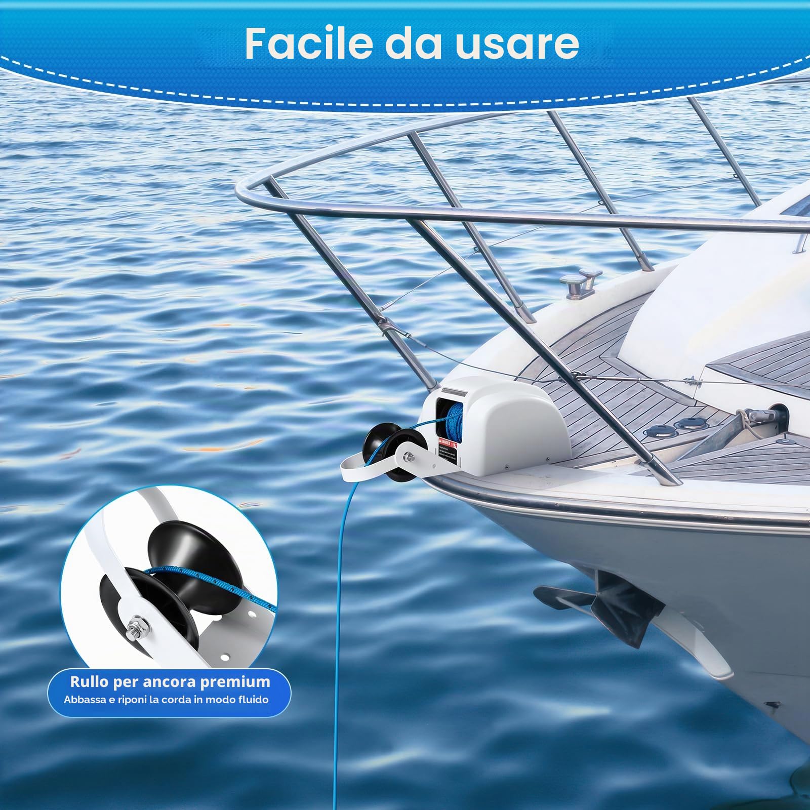 Verricello elettrico con telecomando, 30 m, 12 V, 45 LBS, per ancora fino a 13,6 kg