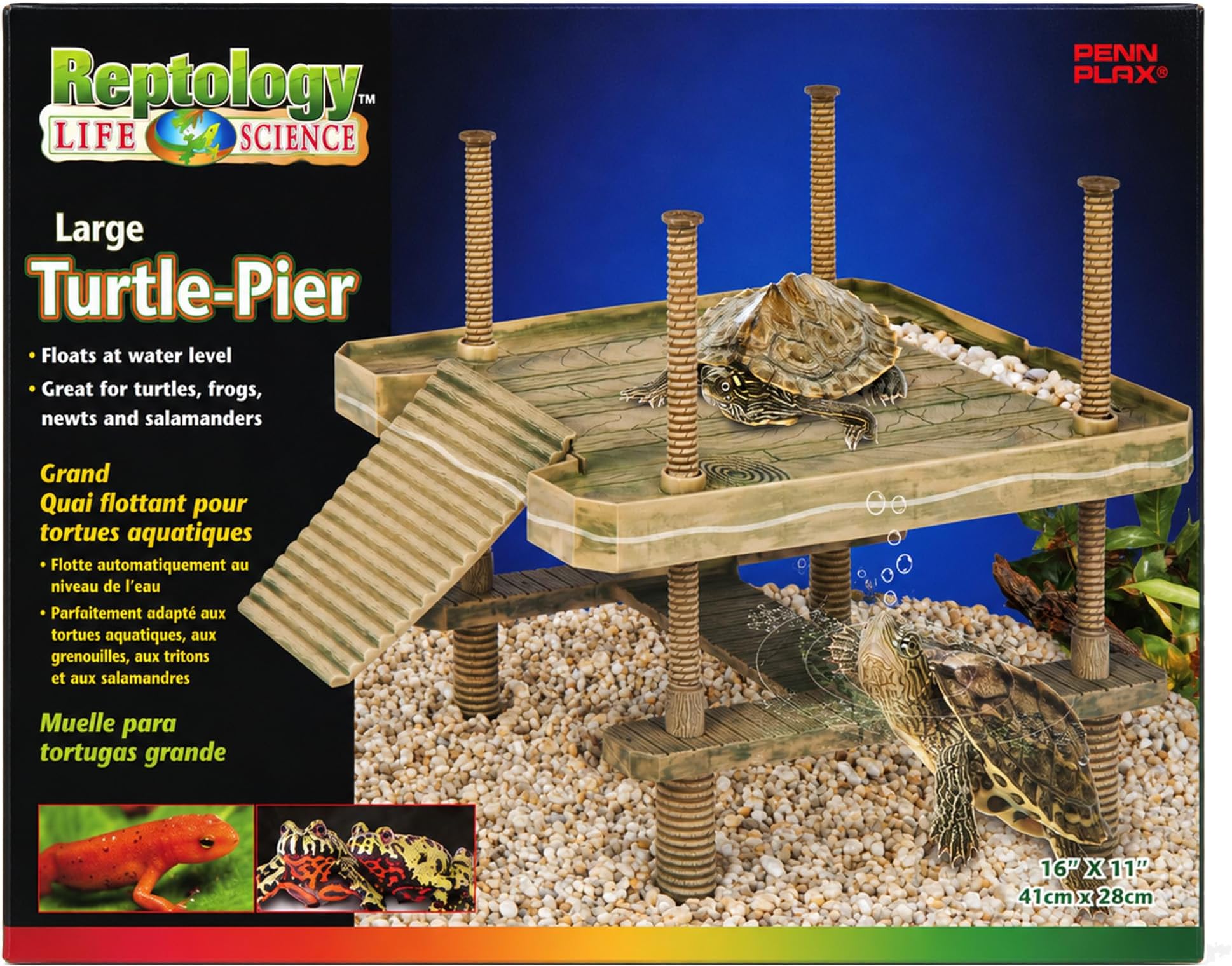 Reptology Aquatic Turtle Pier and Basking Platform | Floating Above Tank | Decorative, Functional, and Naturally Inspired for Aquariums and Terrariums | Large Size (REP603)