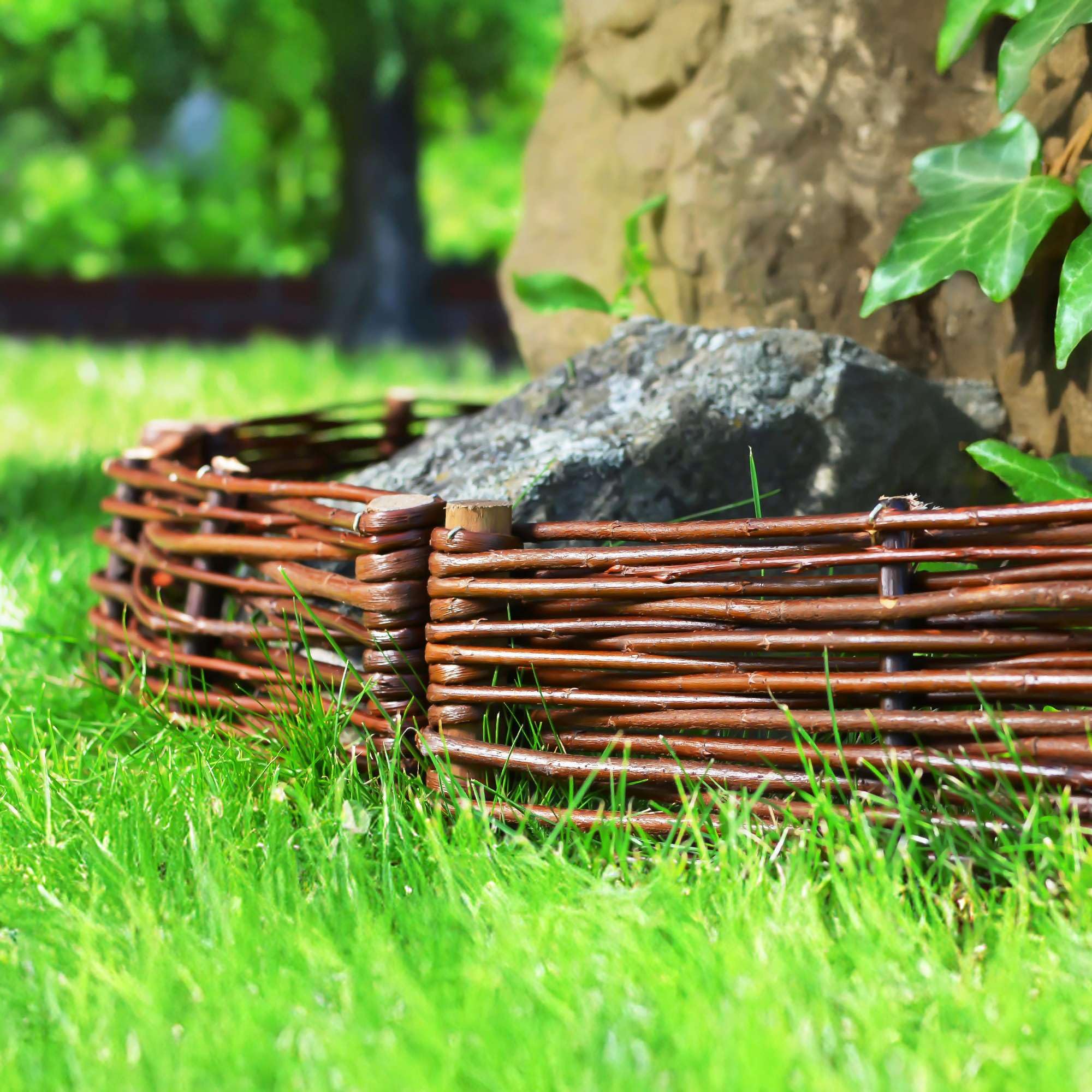 BOGATECO Bordures de Parterre en Saule | 100 cm de Long et 10 cm de Haut | Clôture en Bois pour Jardin | Délimitation de Chemin