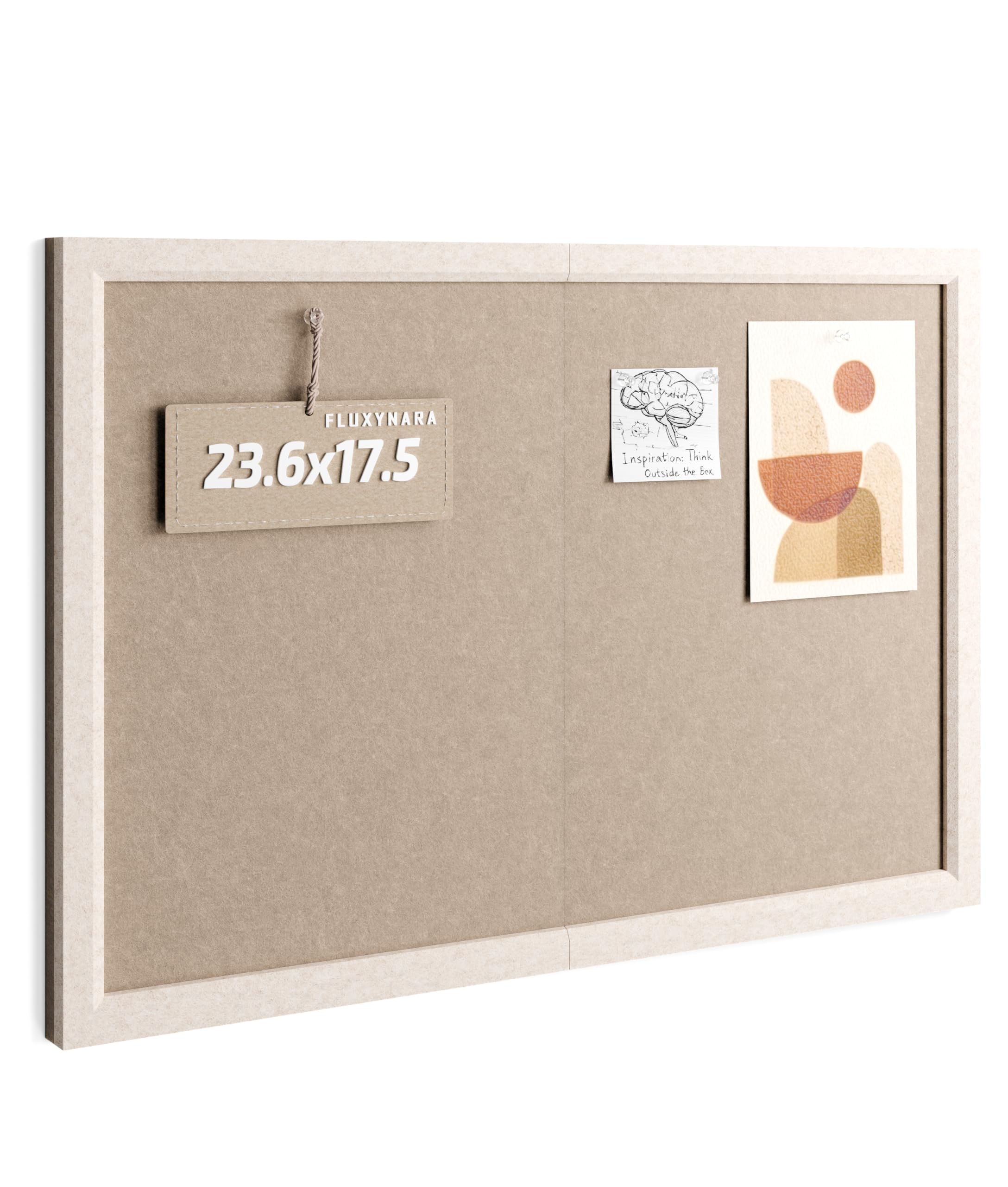 Fluxynara Foldable Cork Board Alternative, Felt Bulletin Board 60 x 43.5 cm Oatmeal Frame with 12 Adhesive Tabs, Pin Board for Home Office, Classroom, Entryway, Kitchen Wall Decor—Deep Camel — image 1