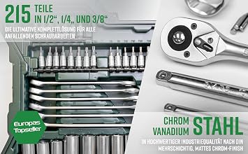 Bruder Mannesmann 215-piece socket wrench set 1/4 3/8 1/2 | M98430