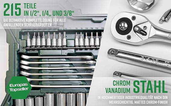 Bruder Mannesmann 215-piece socket wrench set 1/4 3/8 1/2 | M98430
