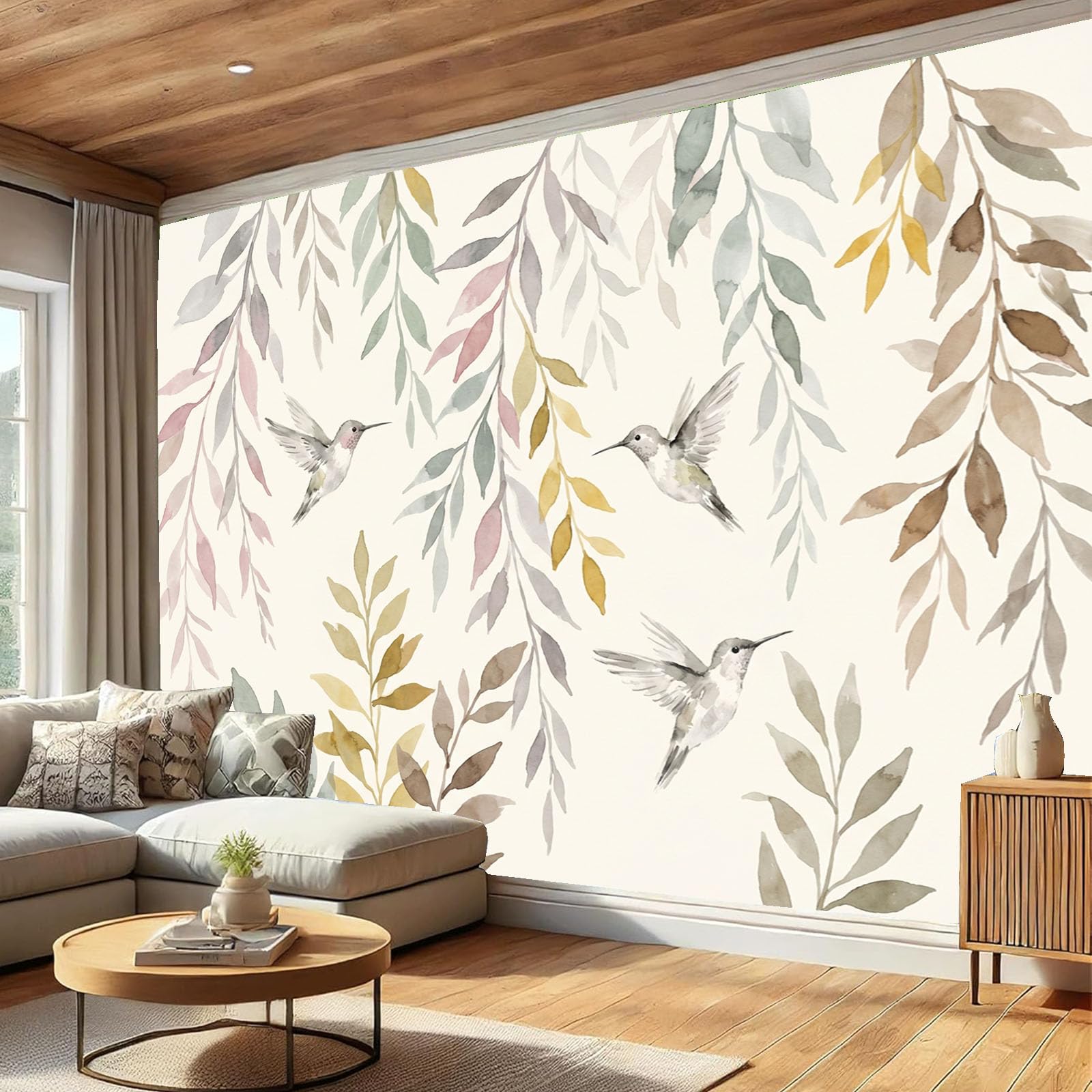 Papier peint panoramique vignes crème poster mural 200x140 cm pour salon