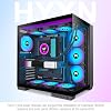 H1 ATX PC Case-Pre-Installed 7 PWM ARGB Fans, Dual Chamber Mid-Tower Gaming PC Case, with Type-C, Simultaneous Installation of 3x 360mm Radiators, Black (Black, H1)