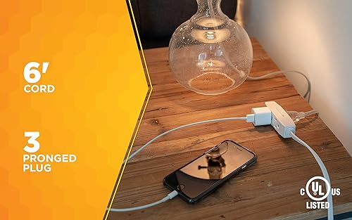 Miniatura 3 de 2 paquetes. Cable de extensión de enchufe plano blanco de 6 pies, 16/3 conectado a tierra con toma Trinector de 3 salidas, 35178801