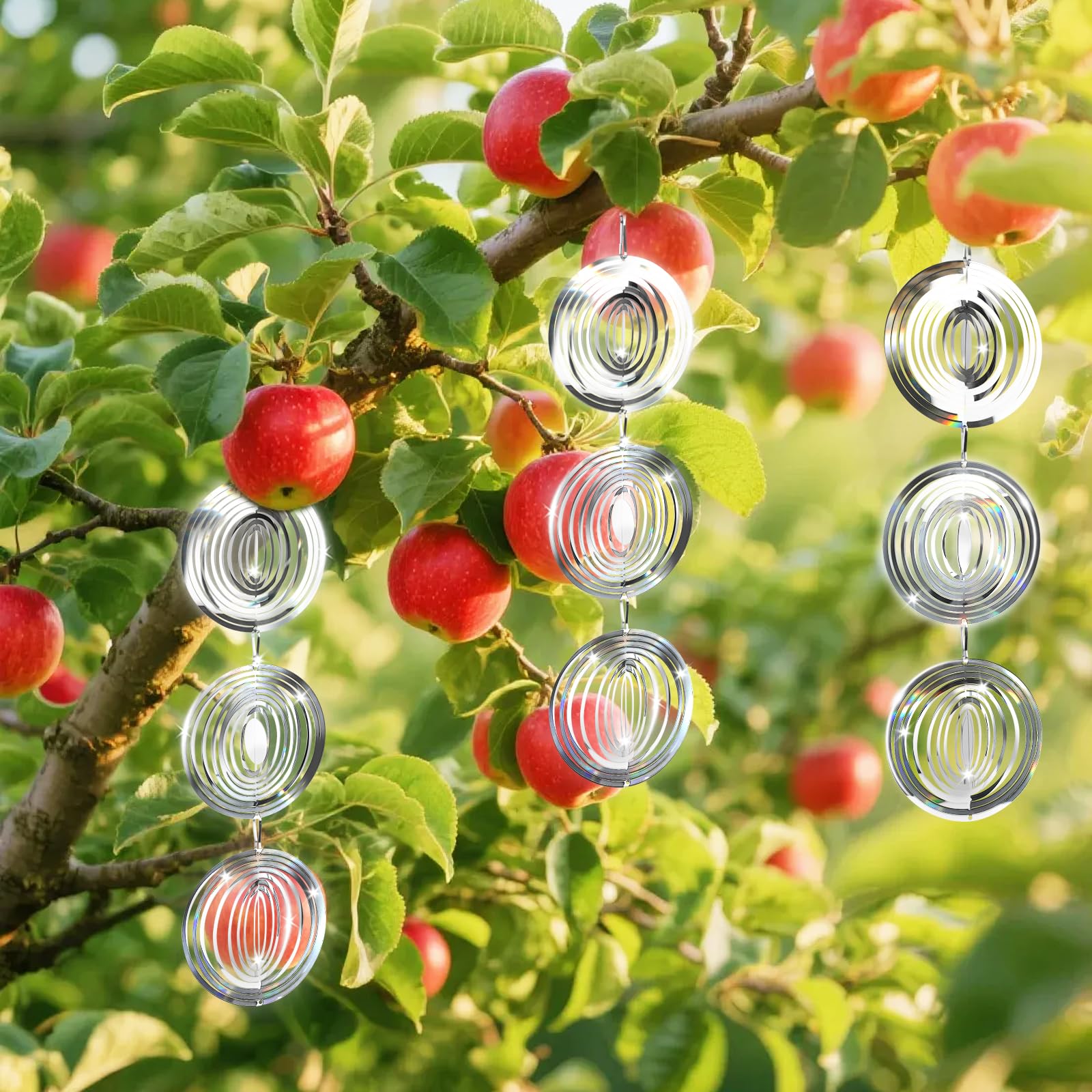 Odblaskowe dzwonki przeciwwiatrowe, 3 sztuki, metalowy spinner wiatrowy, obrotowy, 3D, dekoracja domu, ogrodu, dzwonki wietrzne, do ogrodu, na balkon, podwórko