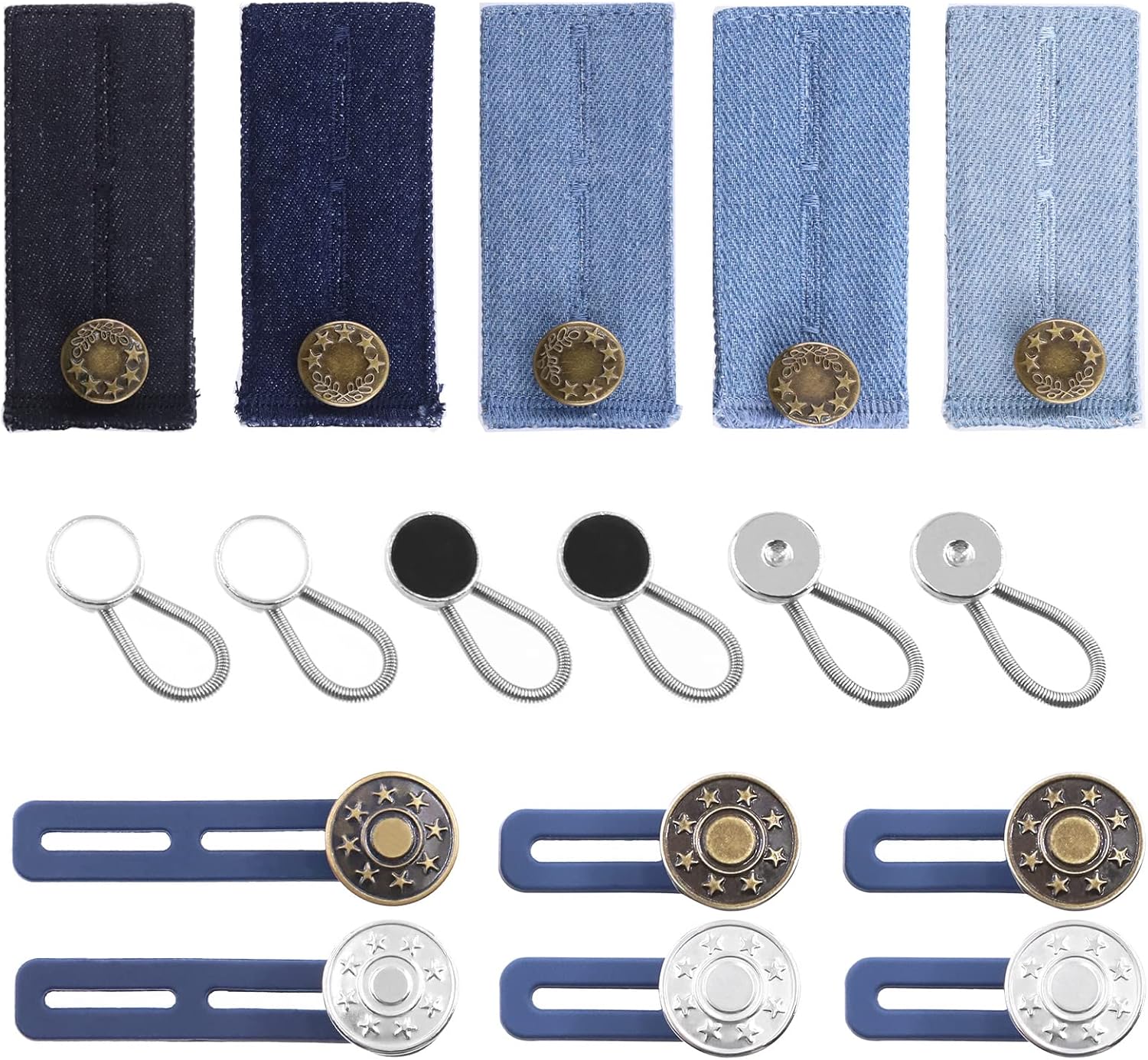 Swpeet 17Pcs 3 Styles Waistband Extenders Button Extender