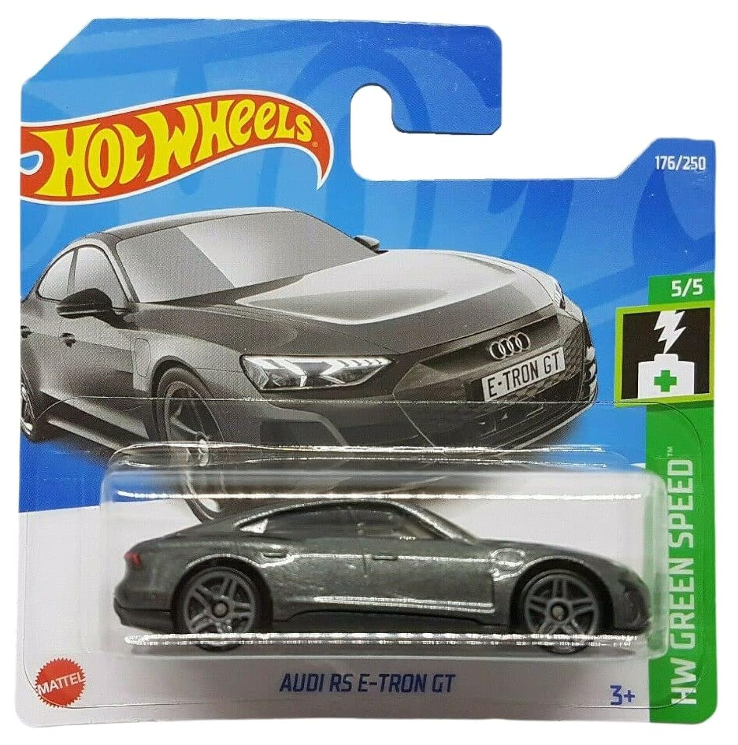 Audi RS E-Tron GT - HW Green Speed 5/5 - HCR99 - Short Card - Dark Grey Metallic - Mattel 2022