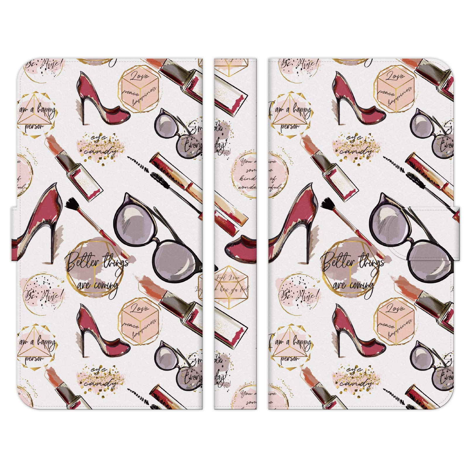 Amazon Co Jp Ruuu Android One X5 手帳型 スマートフォン スマホ ケース カバー コスメ柄 ハイヒール コスメ 化粧品 ファッション リップ 英字 英語 柄 模様 ガーリー トレンド 流行 かわいい おしゃれ 可愛い 大人かわいい レディース おそろい ペア 秋 シンプル