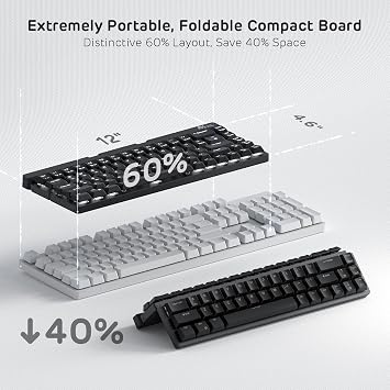 RK ROYAL KLUDGE F68 60% Foldable Low Profile Wireless Mechanical Keyboard