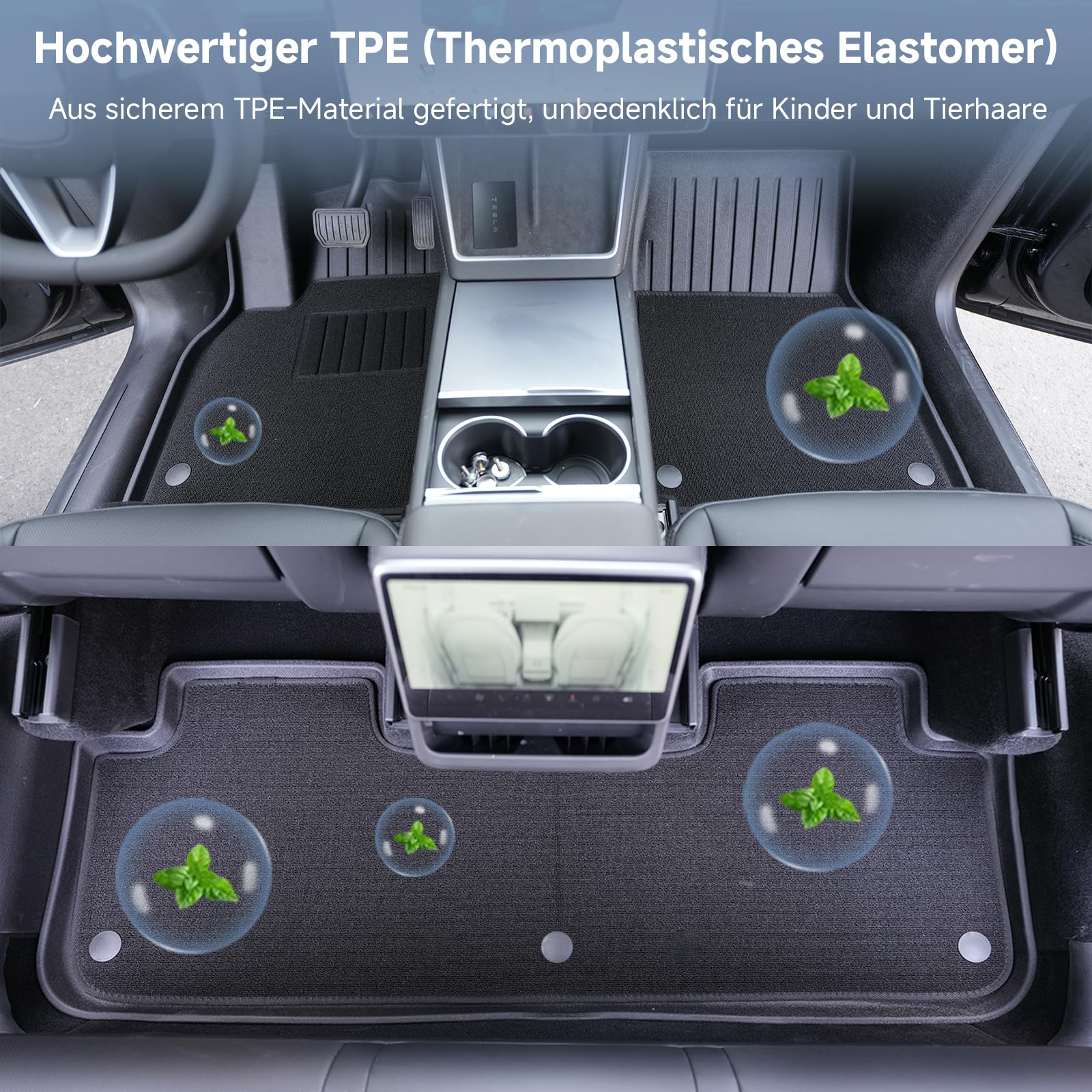 Fußmatten für Tesla Model Y Juniper 2025 2026, mit Teppichen, Kofferraumwanne, 13-teiliges komplettes Set, wetterfest, TPE, wasserdicht, rutschfest, für Tesla Model Y Juniper Zubehör