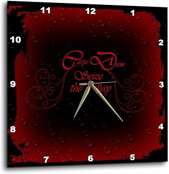 3dRose dpp_165372_3 A Goth Design with Carpe Diem Written in Fancy Letter in Red-Wall Clock, 15 by 15-Inch