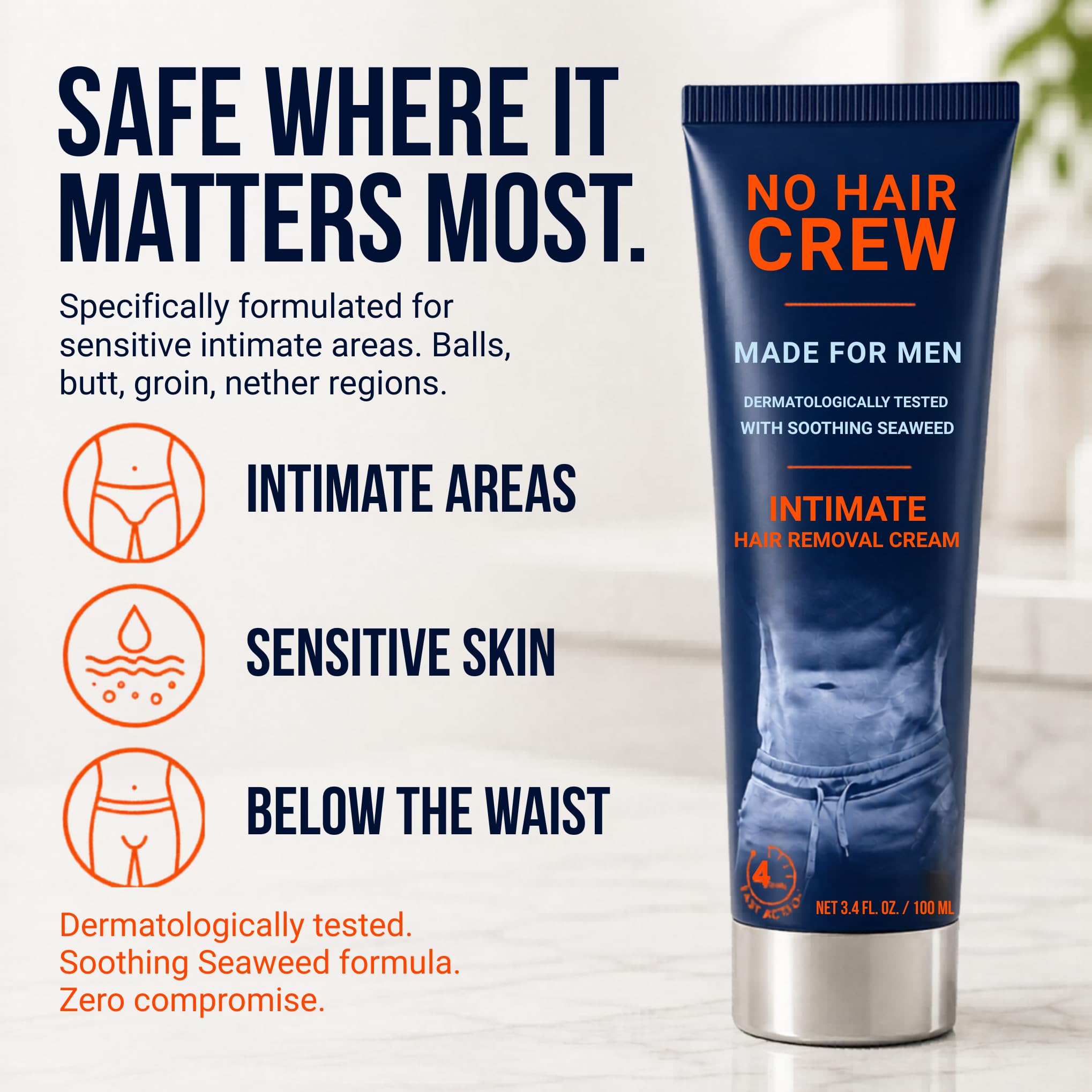 Men's Hair Removal Cream - Painless & Smooth -3