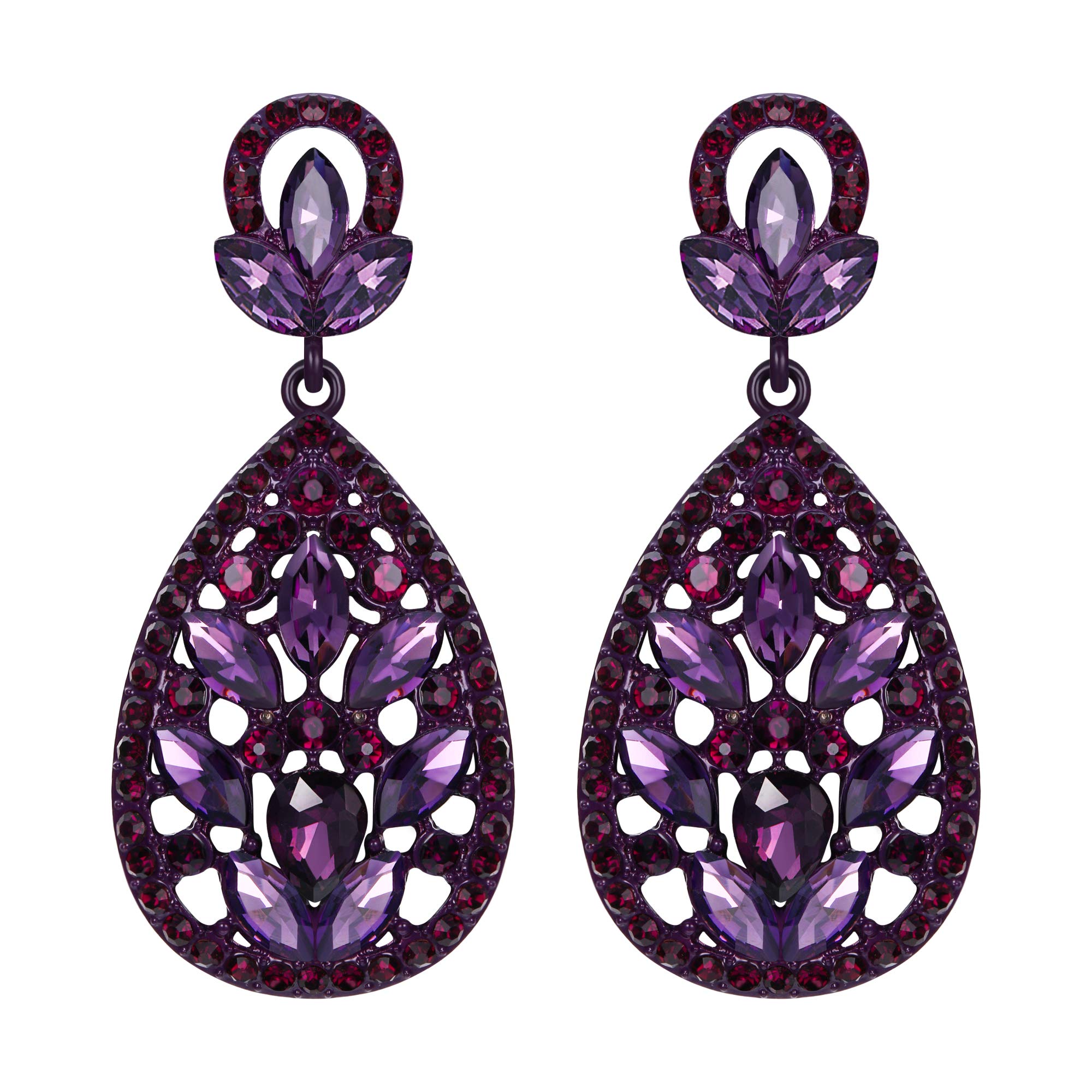 Clearine Juegos de Joyas de Mujer Cristal Lágrimas Encaje Collar y Pendientes para Novia Boda Fiesta