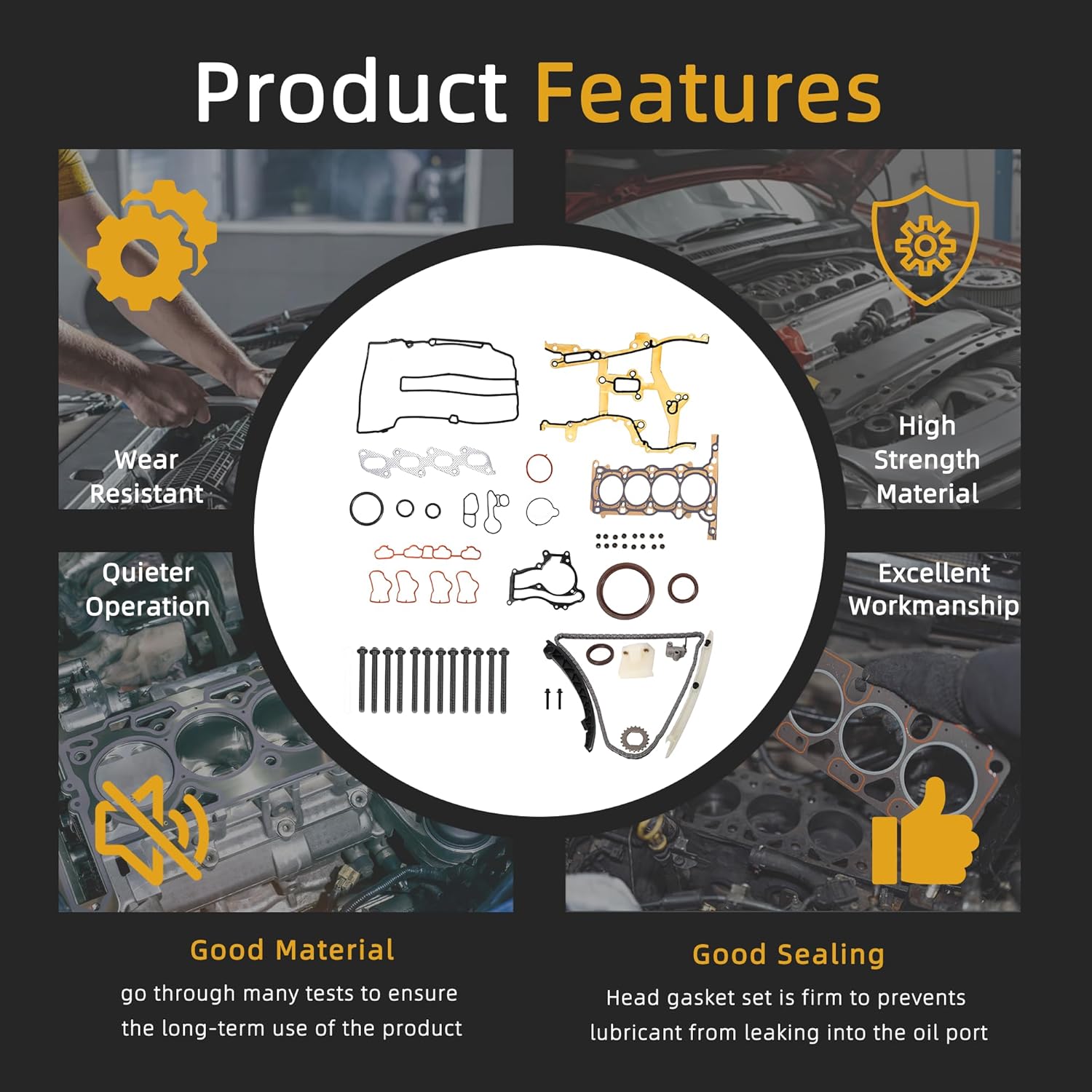 HS26540PT-1 Timing Chain Kit Head Gasket Set Head Bolts for Chevy Trax/Sonic/Cruze/Cruze Limited 2011-2016,for Buick Encore 2013-2016 1.4L Turbo #HSCV001,HS54898,HS31411,22HP47N,ETCK2102,TK343