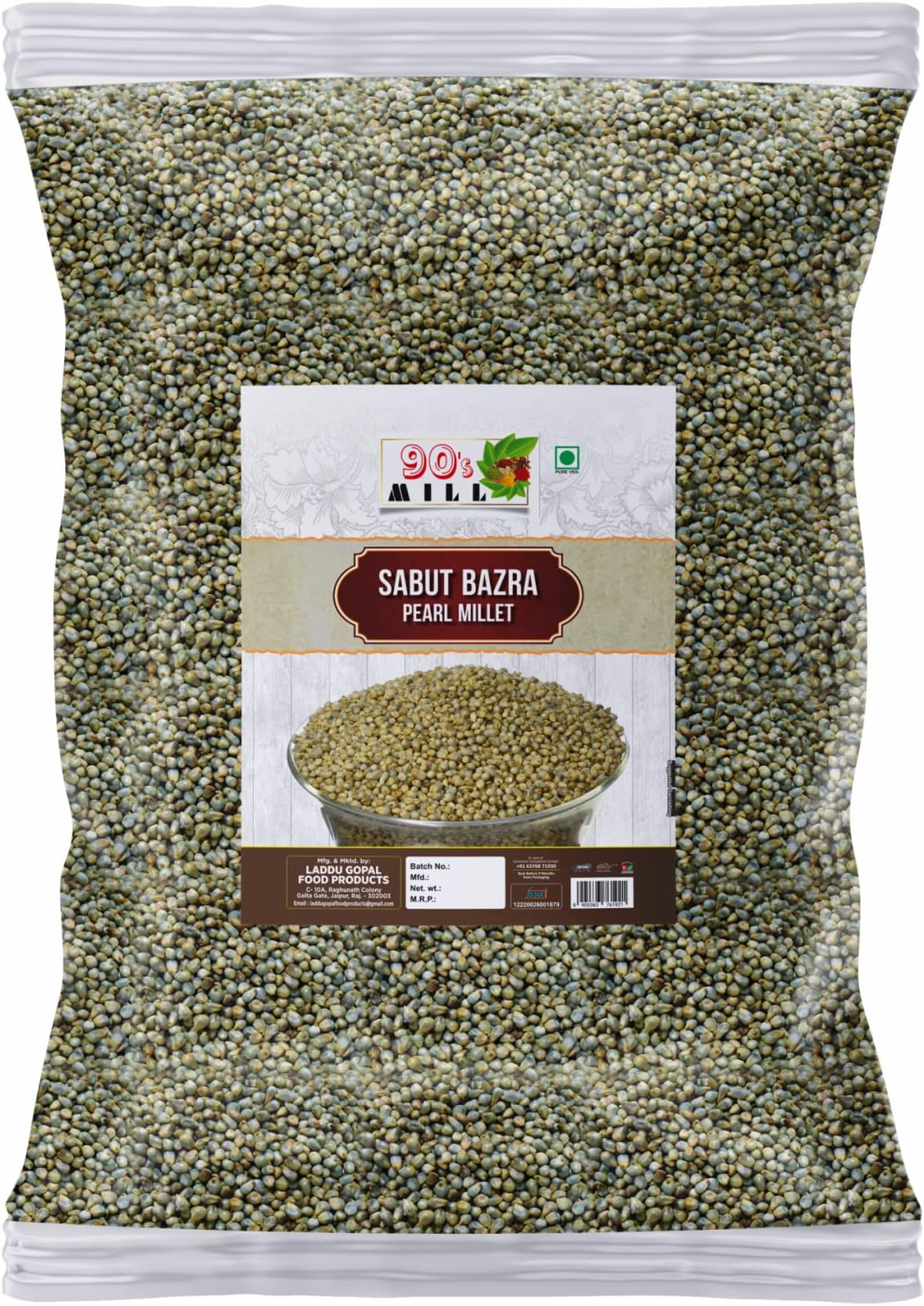 Whole Grain Barmer Sabut Bajra/Pearl/Maiwa Millet Gluten Free Cumbu/Bajeer Millet-3980g