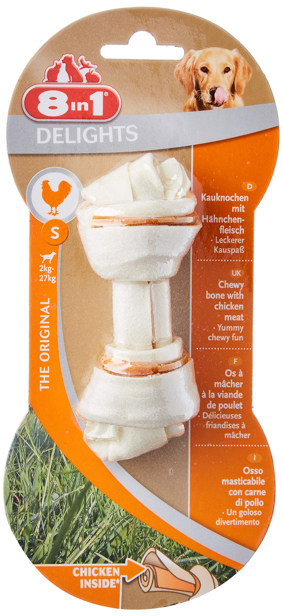 8 in 1 Delights Dog Chew Bone Chicken (6 Pieces) (L) (May Vary)