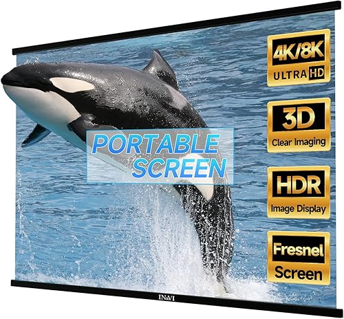 IN&VI Fresnel - Pantalla de proyector colgante, pantalla de proyector portátil 2.0 ganancia 90% de rechazo de luz ambiental, pantalla de proyector