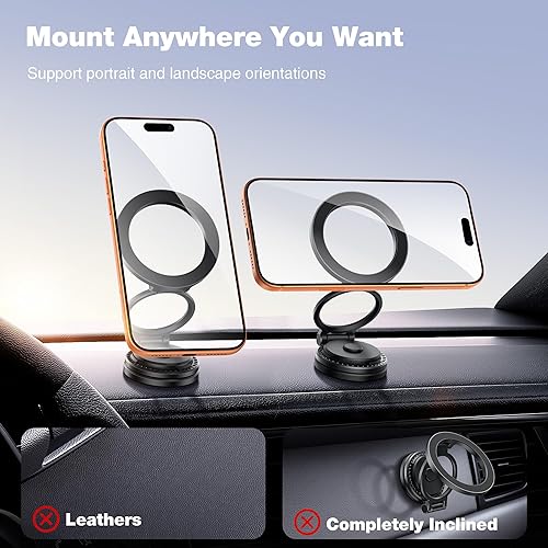 Miniatura 7 de GolbinBox Soporte de teléfono para automóvil MagSafe rotación de 360 soporte de automóvil para iPhone con diseño de metal, soporte plegable para