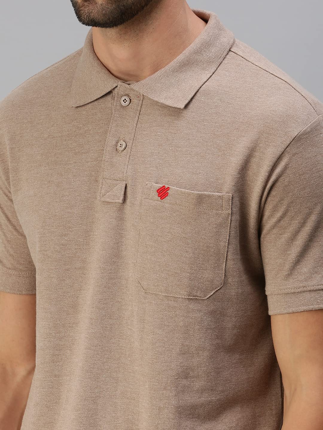 ONN Men's Solid Regular Fit Polo NC432_CML_1PC_Camel_L - Image 6 thumbnail