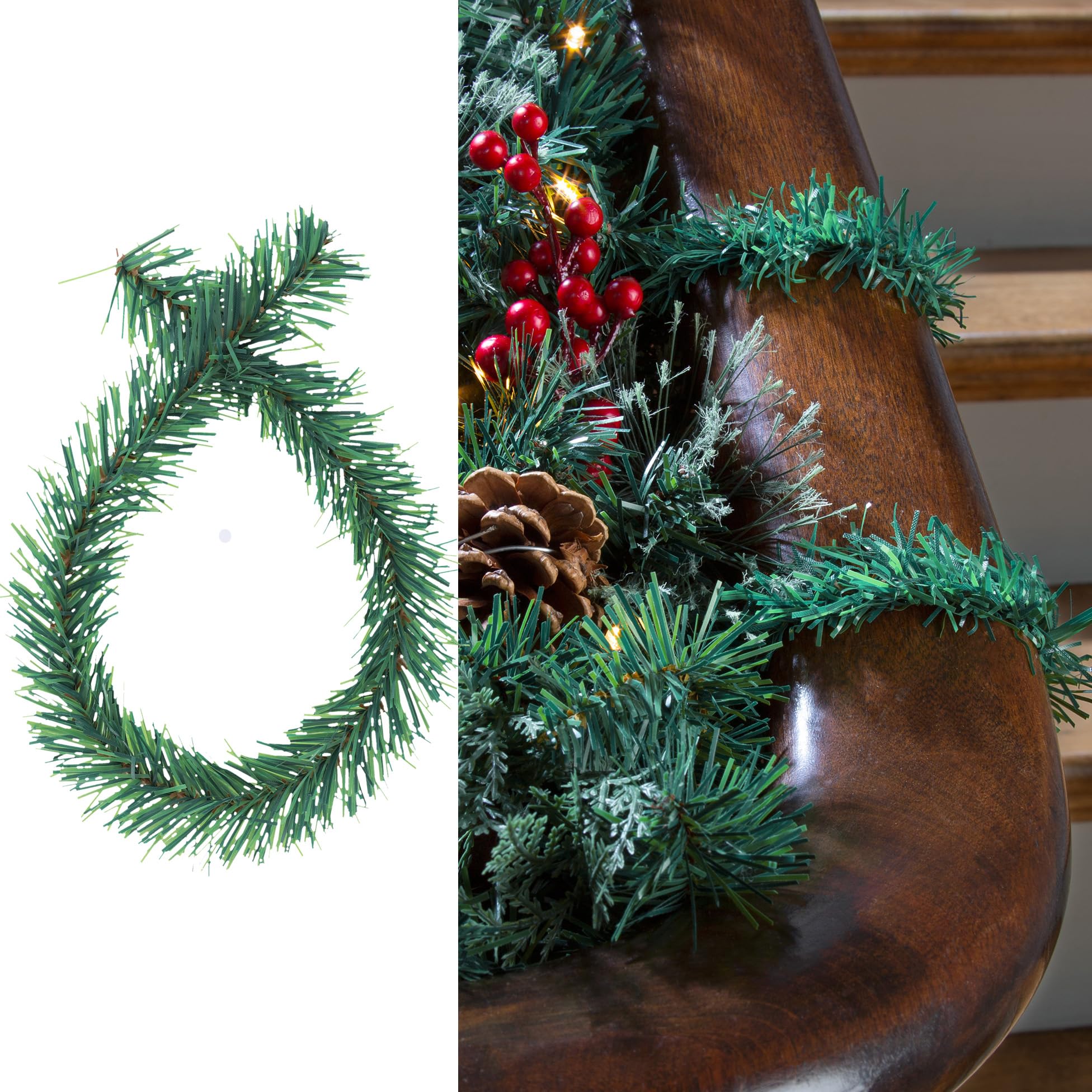 Haute Decor GarlandTies, 20 Pack 18 inches (Noble Fir) - Strong Greenery Twist Ties for Hanging Garland, Lights, Decorations