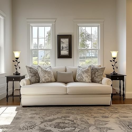 Miniatura 3 de RORIANO Juego de 2 lámparas de mesita de noche vintage con control táctil y 2 puertos USB, lámparas de flores regulables de 3 vías, lámpara rústica