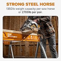 Vista 3 de BORA Workhorse - Caballetes de trabajo de 2 unidades, patas plegables de alta resistencia, caballete de metal con soporte 2x4, abrebotellas