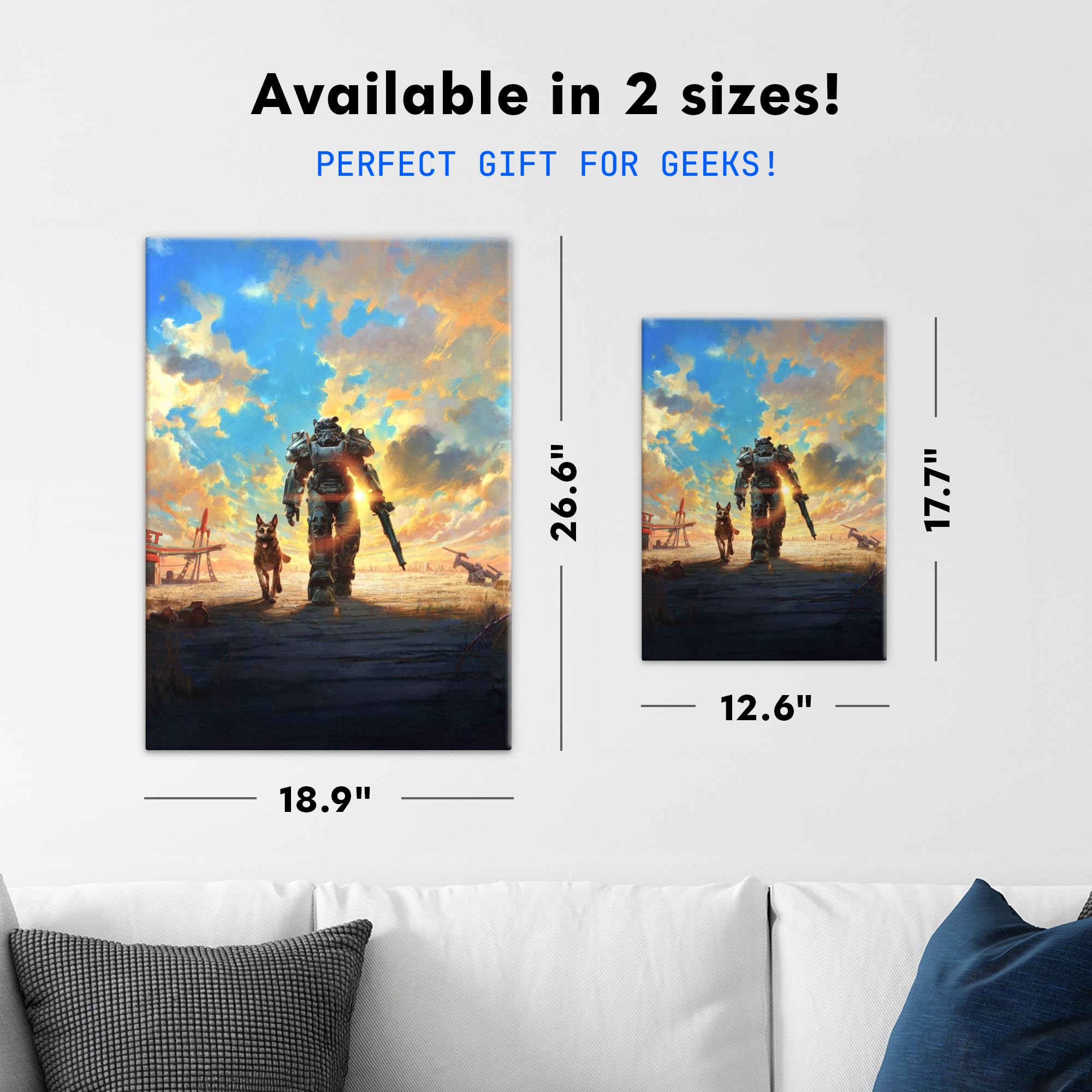 Displate Metall poster Fallout Wasteland Wanderer Größe M | Bild Plakate für Schlafzimmer Dekor, Geschenke. Magnetische Befestigung Wandposter, Wanddeko. Metall Wandkunst.