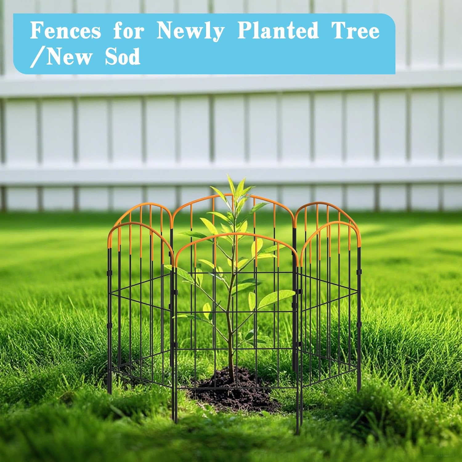 Decorative Garden Fence 10 Panels（16.34 in.H x 12.6 in.W x 10.6 feet） Small Border Panel Fencing for Yard,Arched Top Orange Flower Bed Edging,Rustproof Metal No Dig Fence,Animal Barrier for Dog