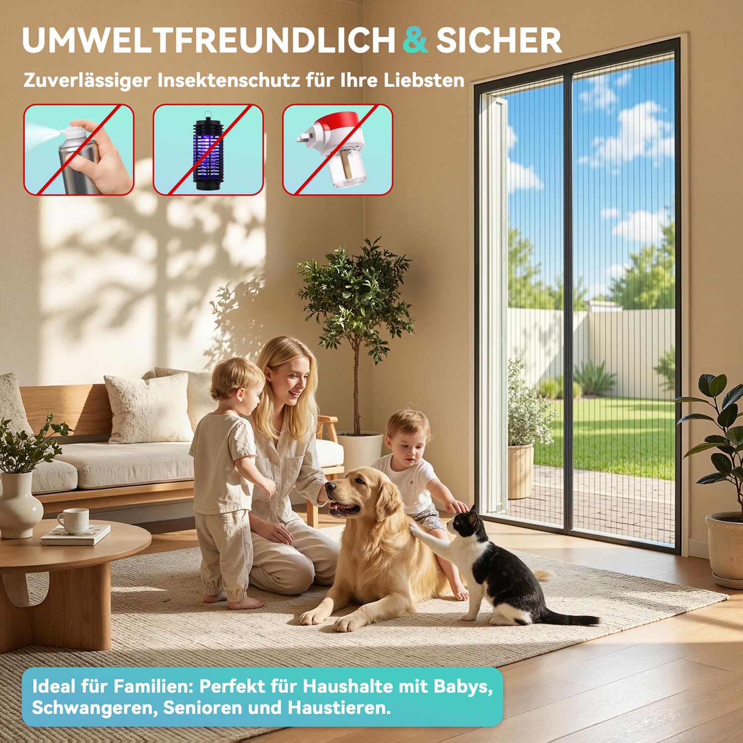 Magnetisch Hor Voor Deur 88 x 200 cm Eenvoudig Te Installeren Zonder Te