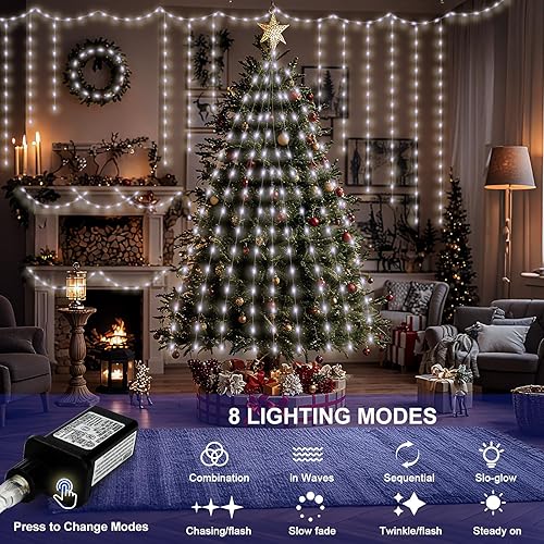Miniatura 4 de Luces de Navidad de 262 pies, 800 luces LED para exteriores, alambre transparente para árbol de Navidad con 8 modos impermeables, tira de luces