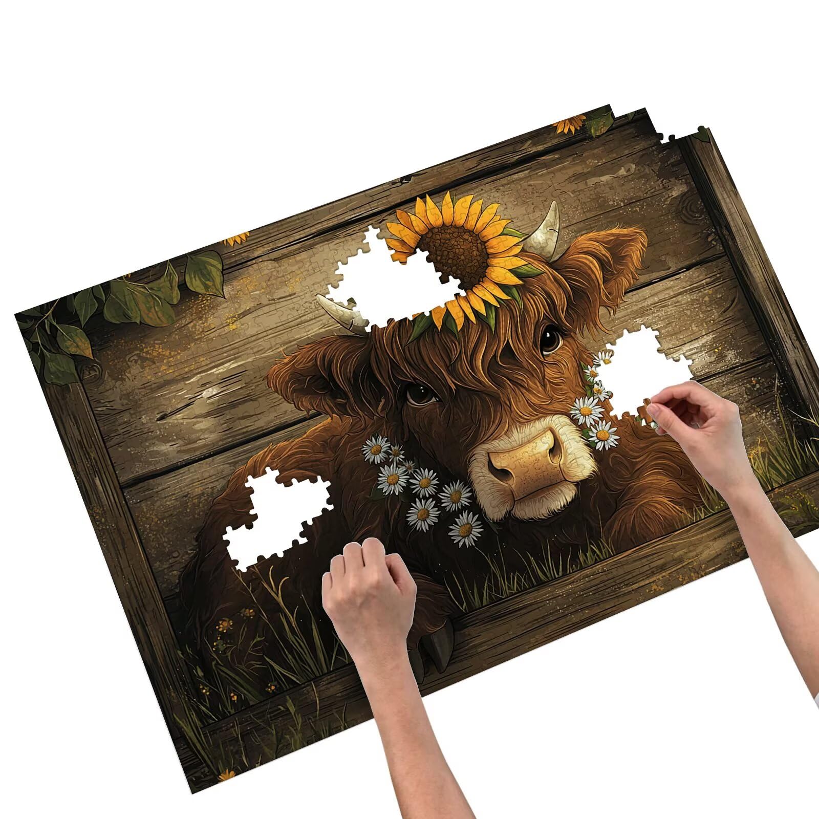 Puzzle 2000 elementów dla dorosłych, wół, 2000 elementów, z pudełkiem na prezent, drewniane puzzle dla dorosłych z naturalnym drewnem, prezenty dla kobiet, mężczyzn, duże drewniane puzzle do dekoracji