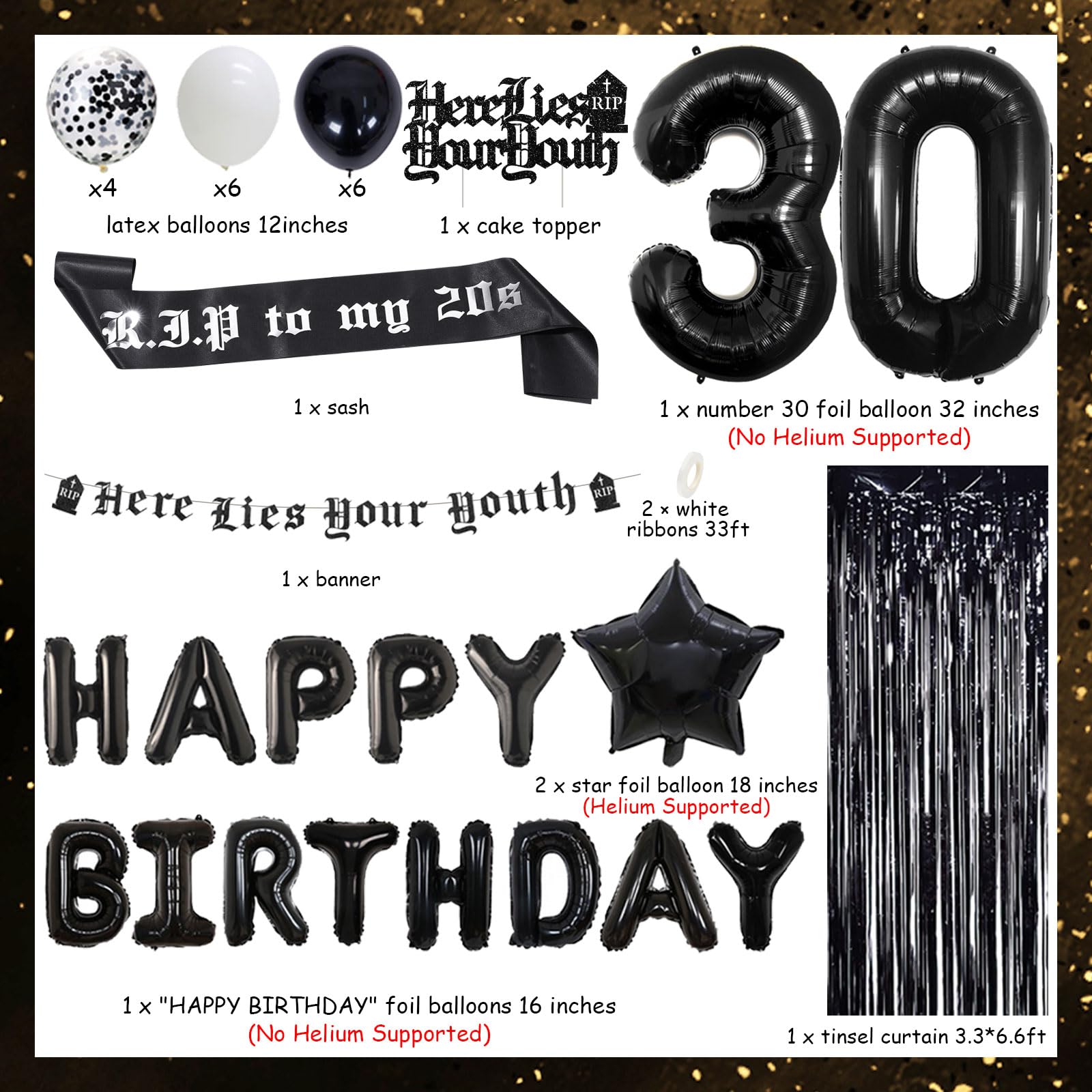 Set Decorazioni 30° Compleanno Per Lei – ANBALA – Fascia Con Perle "30 & Fabulous" E Spilla – Compleanno Festa