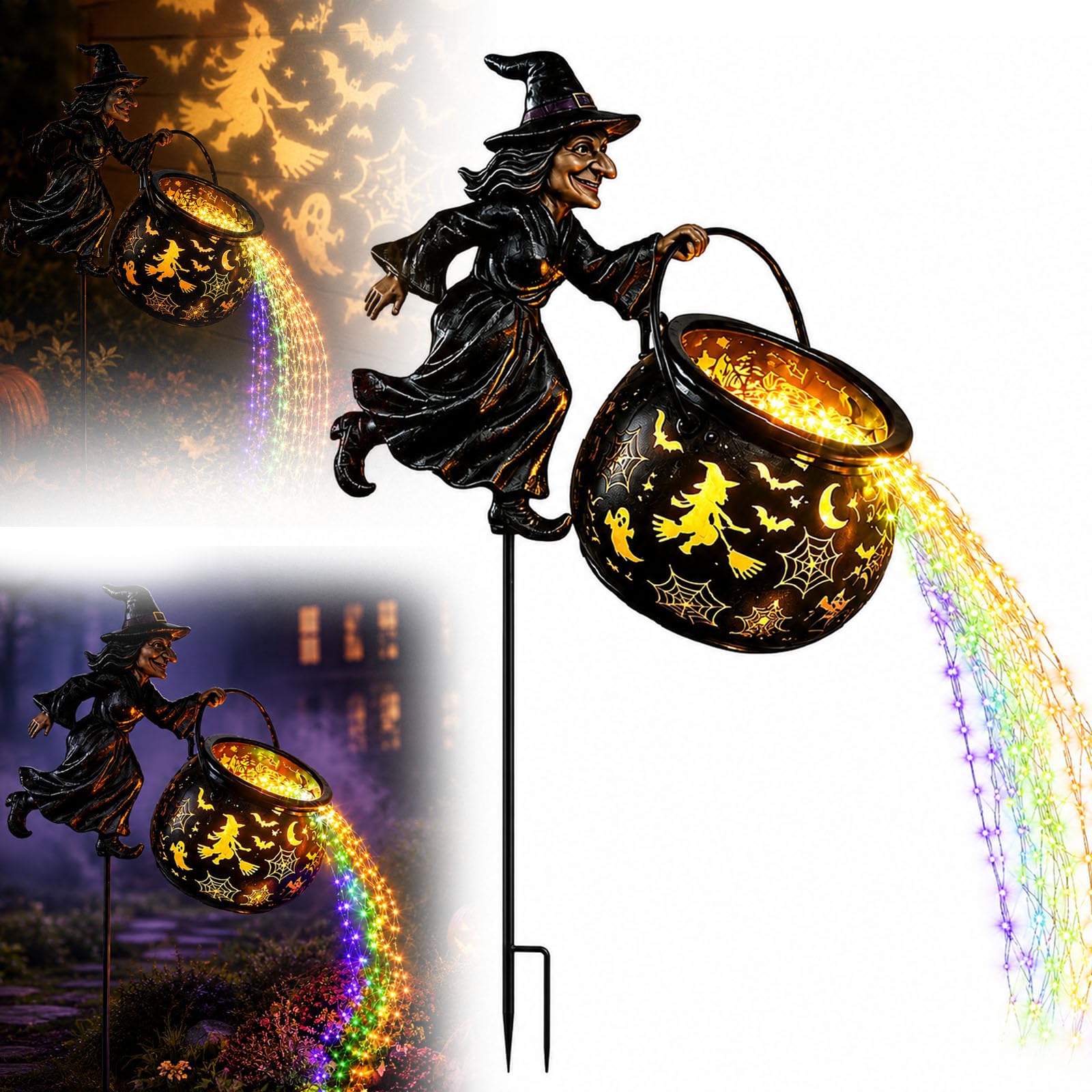 Leuchtender Halloween-Hexenkessel mit Hexe，1 Pc