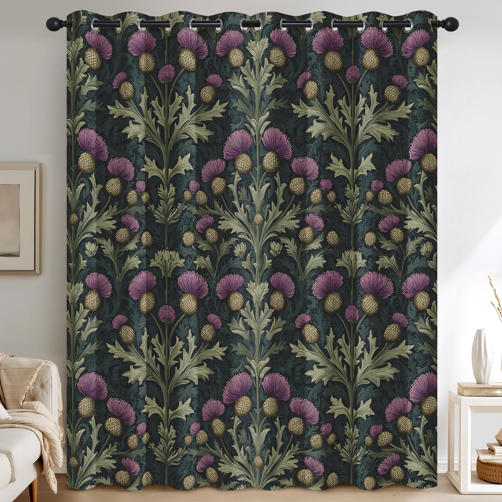 Generisch Schottische Distel Vorhänge, 95% Blickdichte, 2er Set 166 x 75