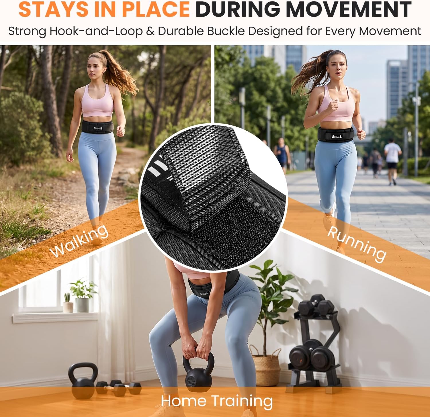 BAGAIL Adjustable Weighted Belt for Walking & Rucking - 4LBS / 8LBS / 10LBS | No Shoulder or Chest Strain, Slim Non-Slip Resistance Belt, Removable Weights for Women & Men, Bone Density & Core Fitness